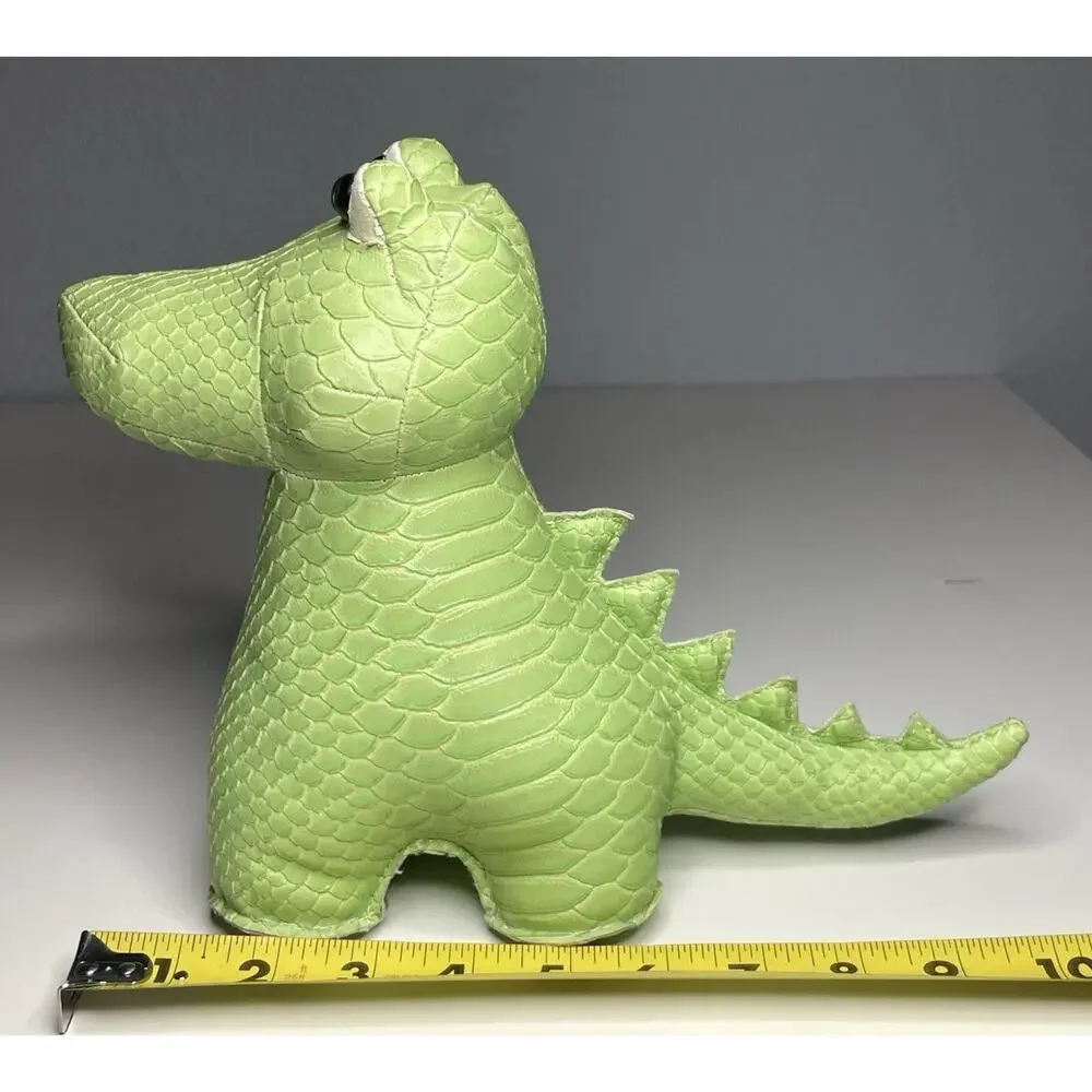Vintage Streamline Alligator Bookend Faux Leather Weighted Green Crocodile